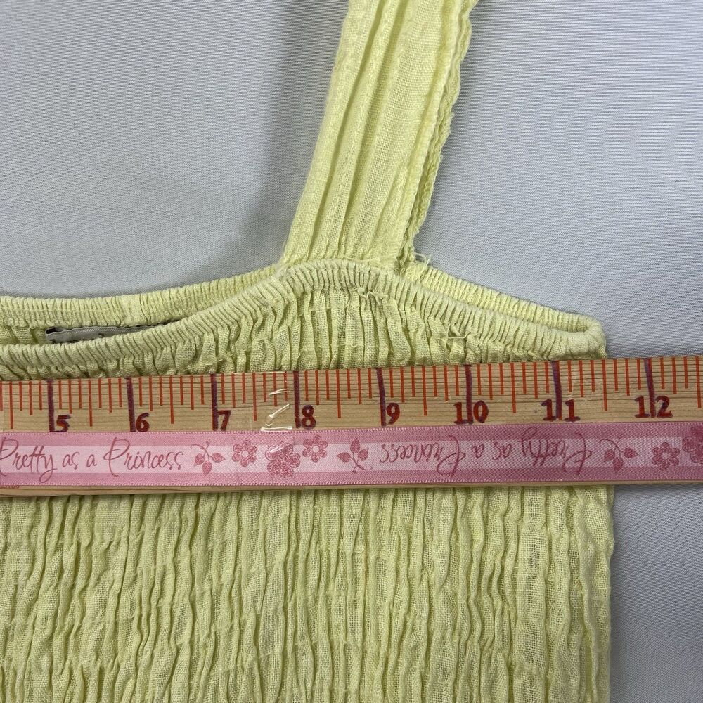 Made in Italy Linen Midi Dress Women Yellow Smocked Boho Sundress Size M - Picture 15 of 16